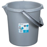 2x Eimer je 5 und 10 Liter mit Henkel Grau - Putzeimer Abfalleimer Papierkorb | Mülltonne Kosmetikeimer Windeleimer Wischeimer Wassereimer 5 / 10 L Aufbewahrung - Kunststoff - Haushalt Reinigung Zubehör