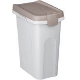 Abfalleimer 15 Liter Weiß-Taupe 33x22x41cm - mit Gummidichtung im Deckel verschließbar Geruchstdichter Mülleimer Biomüll Windeleimer Wickeleimer Hygieneeimer Katzeneimer Küche Kompost
