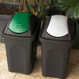 2x Mülleimer 30 Liter schwarz mit farbigem Schwingdeckel 29x36x51 cm Küche eckig Mülltonne, Abfalleimer Küche, Mistkübel, Trash Bin, Küchenabfalleimer, Papiermülleimer
