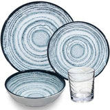 PRODUKTSET - 33410+33000 - Hummelladen Melamingeschirrset Schiefer + Trinkglas klar 250ml 2 Personen