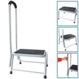 Caravan Trittstufe 45x37x26 cm mit Haltegriff aus Stahl bis zu 150kg belastbar mit Anti-Rutsch-Trittfläche Einstiegshilfe Einzeltritt Wohnwagen Wohnmobil Fußbank Trittleiter