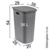 Wäschekorb 36/50 Liter schmal und breit Hellgrau - Rattanoptik mit Deckel - Wäschesammler mit Löcher 29/36 cm breit Wäschebox Wäschesortierer Haushaltskorb Korb Haushalt Kunststoff Wäschetruhe Wäschetonne Wäschesack
