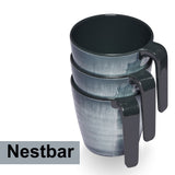 Melamin Tassen 350 ml ideal für Camping 2 Personen - Jesolo Grau Stapelbar - Steingutoptik Trinkbecher Kaffeetasse Kaffeebecher