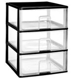 Schubladenbox großen Schubladen 38x37 cm - schwarz-transparent Kunststoff Drawer Tower Box Organizer für Schreibtisch Easy-Pull-System