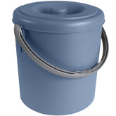 Mülleimer 10 Liter mit verschließbarem Deckel und Henkel - 27cm hoch - Ø25cm Abfallsammler Biomüll Eimer Küche Mülltonne Windeleimer Senioren Baby Kunststoff rund