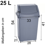 Mülleimer mit Schwingdeckel 25 Liter eckig Schwingdeckeleimer Kunststoff Küche Büro Bad Putzeimer Kosmetikeimer Papierkorb Eimer Abfalleimer Abfallbehälter Mülltonne Müll Abfallsammler