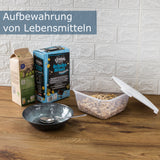 Vorratsdose 2 Liter mit Deckel Frischhaltedose - Aufbewahrungsbox mit Deckel lebensmittelecht - transparent mit weißem Deckel - quadratisch