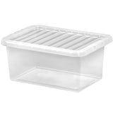 3x Aufbewahrungsbox mit Deckel 11 Liter - 36x25x17cm - transparent - stapelbar Kunststoff Box Kiste Plastik Behälter Organizer Büro Spielzeugkiste Stapelkiste Aufbewahrung