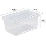 6x Aufbewahrungsbox mit Deckel 11 Liter - 36x25x17cm - transparent - stapelbar Kunststoff Box Kiste Plastik Behälter Organizer Büro Spielzeugkiste Stapelkiste Aufbewahrung