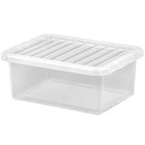 6x Aufbewahrungsbox mit Deckel 17 Liter - 42x33x17cm - transparent - stapelbar Kunststoff Box Kiste Plastik Behälter Organizer Büro Spielzeugkiste Stapelkiste Aufbewahrung