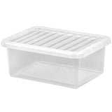 Aufbewahrungsbox mit Deckel 17 Liter - 42x33x17cm - transparent - stapelbar Kunststoff Box Kiste Plastik Behälter Organizer Büro Spielzeugkiste Stapelkiste Aufbewahrung
