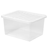 Aufbewahrungsbox mit Deckel 37 Liter - 49x39x27cm - transparent - stapelbar Kunststoff Box Kiste Plastik Behälter Organizer Büro Spielzeugkiste Stapelkiste Aufbewahrung