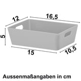 3er Set Organizerbox 1x 2 Liter DINA5 - 2x 770 ml - GRAU - Ordnungssystem Polypropylen Aufbewahrung Bad Korb Ordnungsbox Schublade Schrank Schreibtisch Kiste Schubladenorganizer robust Hobby Kiste