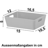 Schubladen Organizer - 4 Teile - 5 cm hoch - weiß-grau - Boxen in 2 Größen - Schubladeneinsatz passend für Schubladen von 40 x 25 cm Organizer Set Ordnungssystem Aufbewahrung Aufbewahrungskorb Ordnung Schublade Schrank Schreibtisch