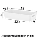 Ordnungsbox - 25x10,5x5cm - 1 Liter - Schubladenorganizer Ordnungskorb Ordnungssystem Kunststoff Schublade