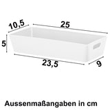 Schubladen Organizer - 4 Teile - 5 cm hoch - weiß-grau - Boxen in 2 Größen - Schubladeneinsatz passend für Schubladen von 40 x 25 cm Organizer Set Ordnungssystem Aufbewahrung Aufbewahrungskorb Ordnung Schublade Schrank Schreibtisch