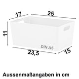 Ordnungsbox - WEIß - DINA5 - 25x17x11cm - 3.9 Liter - Schubladenorganizer - Ordnungskorb Organizerbox Ordnungssystem