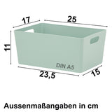 Ordnungsbox - GRÜN - DINA5 - 25x17x11cm - 3.9 Liter - Schubladenorganizer - Ordnungskorb Organizerbox Ordnungssystem