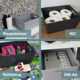 Ordnungsbox - GRAU - DINA4 - 35x26x15cm - 11.5 Liter - Ordnungskorb - Schubladenorganizer - Organizerbox Ordnungssystem Aufbewahrung