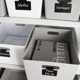 Ordnungsbox mit Beschriftungsclip Lederoptik anthrazit DINA4 - 26x35x15 cm 11,5 Liter - Ordnungskorb Ordnungssystem