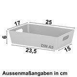 3er Set Organizerbox 1x 2 Liter DINA5 - 2x 770 ml - GRAU - Ordnungssystem Polypropylen Aufbewahrung Bad Korb Ordnungsbox Schublade Schrank Schreibtisch Kiste Schubladenorganizer robust Hobby Kiste