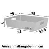 Ordnungsbox - GRAU - DINA4 - 35x26x8cm - 6 Liter - Ordnungskorb - Schubladenorganizer Organizerbox - Ordnungssystem - Aufbewahrung