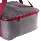 Aufbewahrungstasche 32x32x17 cm grau-weinrot mit WASCHSCHÜSSEL - ideal für Campinggeschirr Keder-Nahtverstäkung - Reißverschluß - Tragetasche Campingzubehör - Tasche für Melamingeschirr - Outdoor