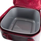 Aufbewahrungstasche 32x32x17 cm grau-weinrot mit WASCHSCHÜSSEL - ideal für Campinggeschirr Keder-Nahtverstäkung - Reißverschluß - Tragetasche Campingzubehör - Tasche für Melamingeschirr - Outdoor