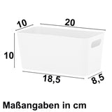 Ordnungsbox - 20x10x10cm  - WEIß - 1,4 Liter - Schubladenorganizer Ordnungskorb Ordnungssystem