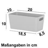 Ordnungsbox - 20x10x10 cm - GRAU - 1,4 Liter - Schubladenorganizer Ordnungskorb Ordnungssystem