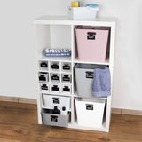 Ordnungsbox mit Beschriftungsclips - 30x30x15 cm - Ordnungskorb Ordnungssystem | Regalorganizer Wandregal Organizerbox Kunststoff Aufbewahrung Schubladenorganizer