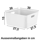 Ordnungsbox mit Beschriftungsclips - 30x30x15 cm - Ordnungskorb Ordnungssystem | Regalorganizer Wandregal Organizerbox Kunststoff Aufbewahrung Schubladenorganizer