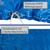 Poolabdeckung rund für Quick-up Pool D-244cm - mit Fixierseilen - 110g/qm PE - Wasserdicht - UV-stabil Poolabdeckplane Sonnenschutz Cover Swimmingpool Familienpool Poolzubehör Planschbecken