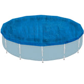 Poolabdeckung rund für Frame Pool D-366cm - mit Fixierseilen - 110g/qm PE - Wasserdicht - UV-stabil Poolabdeckplane Stahlrahmenpool Cover Swimmingpool Familienpool Poolzubehör Planschbecken