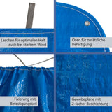 Poolabdeckung rechteckig für Family Pool 305x183cm - mit Fixierseil - 110g/qm PE - Wasserdicht - UV-stabil Poolabdeckplane - aufblasbar - Abdeckung Swimmingpool Poolzubehör Planschbecken