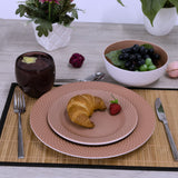 Melamin Geschirrset für 4 Personen - 16 Teile elegante Steingut Optik im warmen Rosé Ton - mit buntem Trinkglas 400ml - Campinggeschirr Geschirrset Tafelgeschirr Spülmaschinengeeignet Outdoor Camping