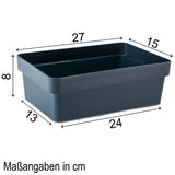 Ordnungsbox - NAVYBLAU Dunkelblau - 27x15x8 cm - 2,8 Liter - Ordnungskorb Schubladenorganizer Organizerbox Ordnungssystem Kunststoff Aufbewahrung Schrank Bad