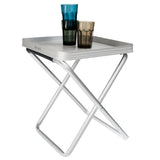 Alu Hocker mit MDF Tischplatte Tablett 40x40x47cm Aluminium Klapphocker Campinghocker Falthocker Angelhocker Campingtisch Wohnmobiltisch Wohnwagentisch klappbar handlicher Beistelltisch
