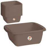 12x Schüssel 17 Liter rechteckig 45x35x18 cm Braun - Universal Haushaltsschüssel Waschschüssel Küchenschüssel Spülschüssel Kunststoff Fußbad Pflege - nestbar