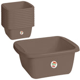 12x Schüssel 10 Liter rechteckig 39x34x15 cm Braun - Universal Haushaltsschüssel Waschschüssel Küchenschüssel Spülschüssel Kunststoff Fußbad Pflege - nestbar