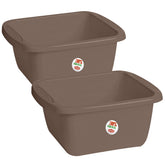 2x Schüssel 10 Liter rechteckig 39x34x15 cm Braun - Universal Haushaltsschüssel Waschschüssel Küchenschüssel Spülschüssel Kunststoff Fußbad Pflege - nestbar