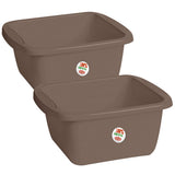 2x Schüssel 10 Liter rechteckig 39x34x15 cm Braun - Universal Haushaltsschüssel Waschschüssel Küchenschüssel Spülschüssel Kunststoff Fußbad Pflege - nestbar