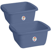 2x Schüssel 10 Liter rechteckig 39x35x15 cm Blau - Haushaltsschüssel Waschschüssel Universal Küchenschüssel Spülschüssel Kunststoff Fußbad Pflege Camping - nestbar