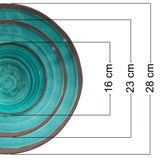 Melamin Geschirr Set Türkis für 2 Personen 8 Teile mit Edelstahl Thermo Tassen doppelwandig - Tonoptik Essgeschirr - Campinggeschirr Picknick ideal für Camping modern Outdoor