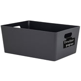 Ordnungsbox mit Beschriftungsclip Lederoptik anthrazit DINA4 - 26x35x15 cm 11,5 Liter - Ordnungskorb Ordnungssystem