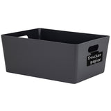 Ordnungsbox mit Beschriftungsclip Lederoptik anthrazit DINA4 - 26x35x15 cm 11,5 Liter - Ordnungskorb Ordnungssystem