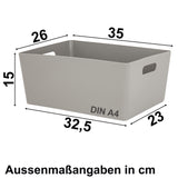 Ordnungsbox - TAUPE Lederoptik - DINA4 - 35x26x15cm - 11.5 Liter - Ordnungskorb - Schubladenorganizer Organizerbox Ordnungssystem Aufbewahrung