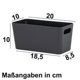 Ordnungsbox - 20x10x10 cm - ANTHRAZIT Lederoptik - Ordnungskorb - Regalorganizer Wandregal