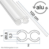 2 STÜCK Alu Doppelkederschiene je 1 Meter Kederleiste Ø8mm (passend für 5-7mm Keder) - Aluminium Leiste Kederprofil für Wohnwagen Wohnmobil - Zelt Vorzelt Schürzenleiste Vorzeltschiene
