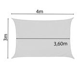 Sonnensegel 3x4 rechteckig - grau - Sonnenschutz atmungsaktiv - UV-Schutz Garten Terasse Camping
